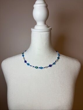 Blue Beaded Evil Eye Necklace - Women Jewelry